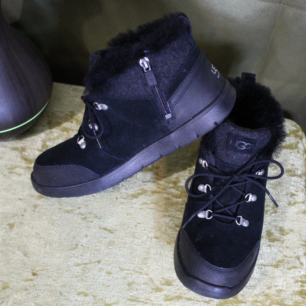 UGG: Black and Grey lace up boots